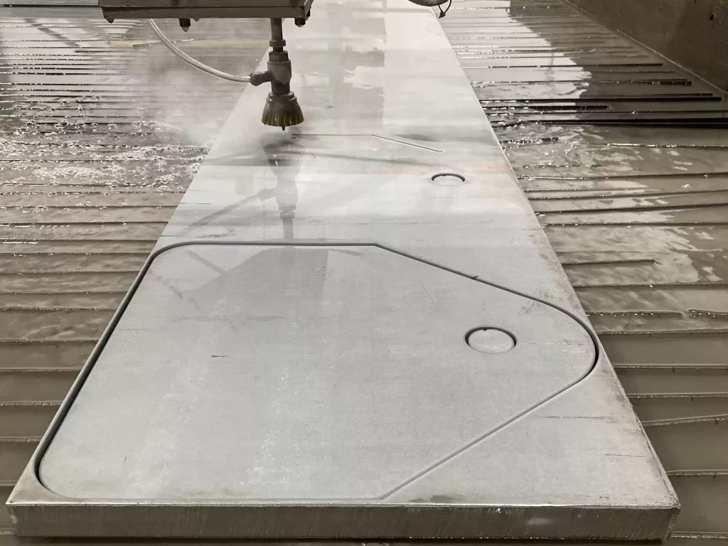 High pressure water jet cutting of Ferralium 255 super duplex stainless steel plate